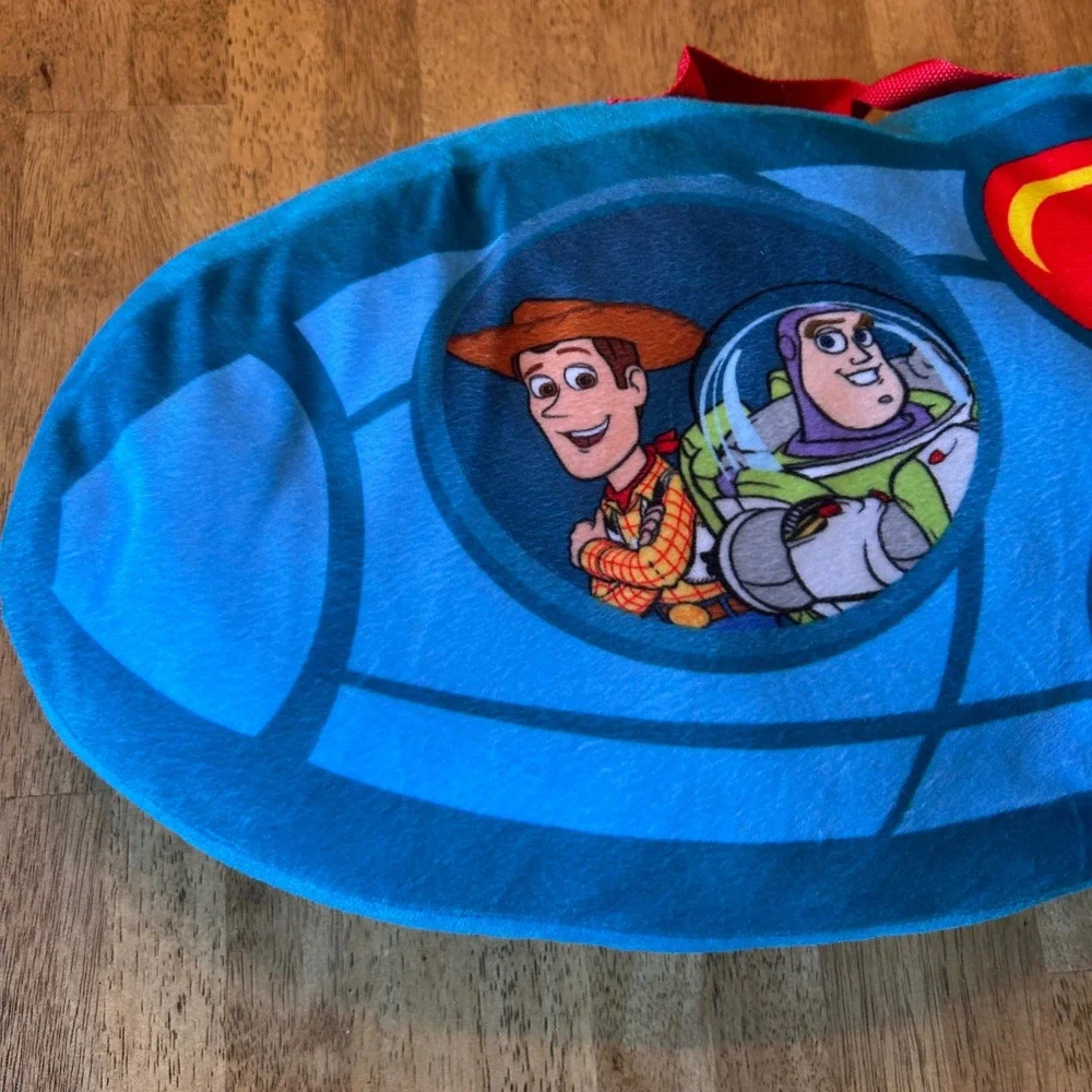Disney Pixar Toy Story Woody Buzz Lightyear Rocket Ship Plush Pillow Blue 90s